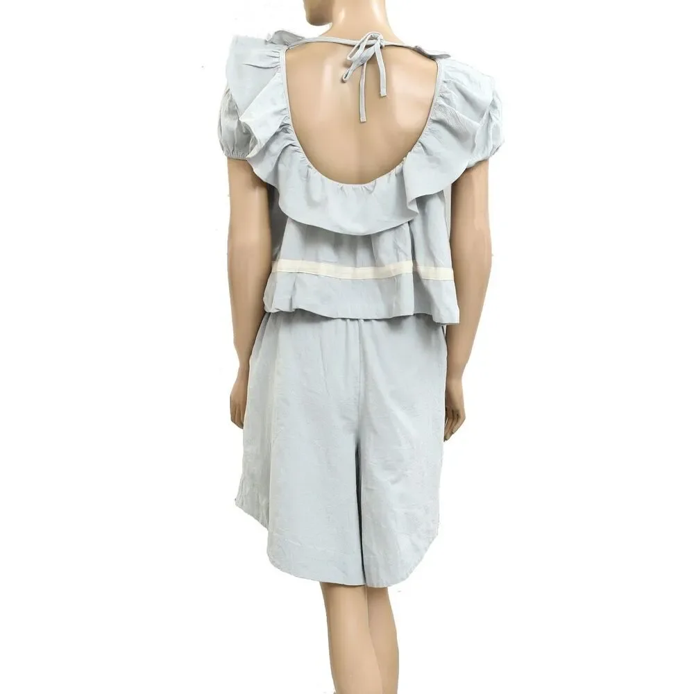 Free People Free-est Lilibeth Top Shorts Set Ruffle Cropped Cotton S New 279664